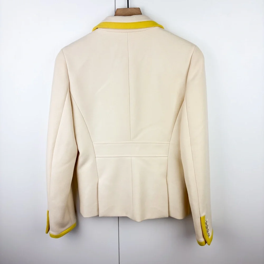 J. Crew 100% Wool Lexington Italian Jacket Pea Coat Blazer Cream Yellow Size 6 - Picture 10 of 10